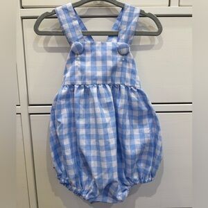 Blue Gingham Bubble Romper for Kids